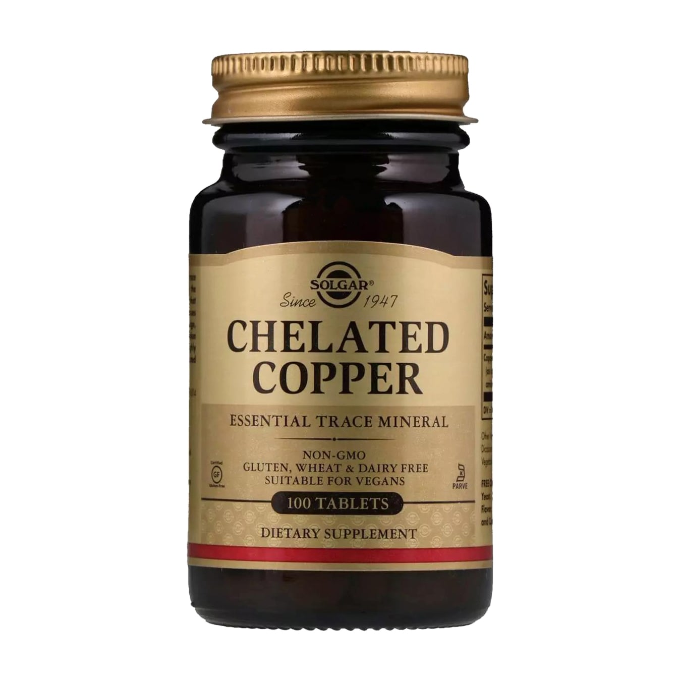 Хелатна мідь Solgar Chelated Copper, 100 таблеток