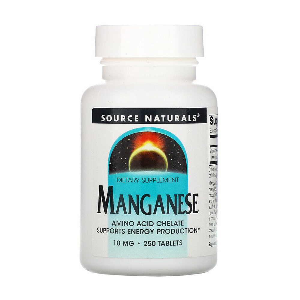 Марганець Source Naturals 10 мг, 250 таблеток